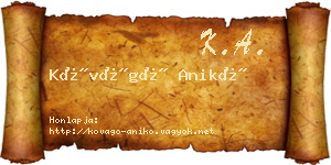 Kővágó Anikó névjegykártya